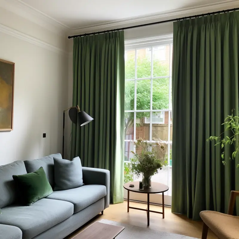 Forest Green Linen Pinch Pleat Curtains