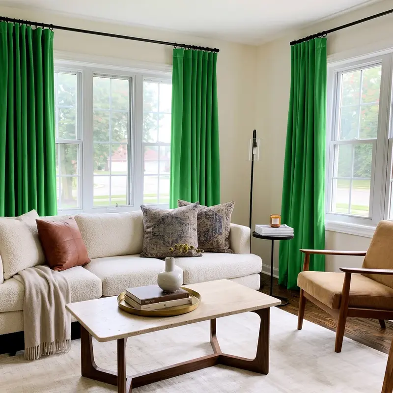 Lime Green Blackout Soft Velvet Linen Curtain