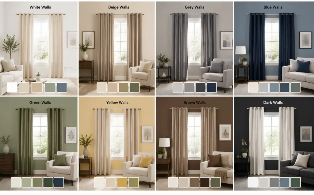 Match Curtain Colours to Different Wall Colours