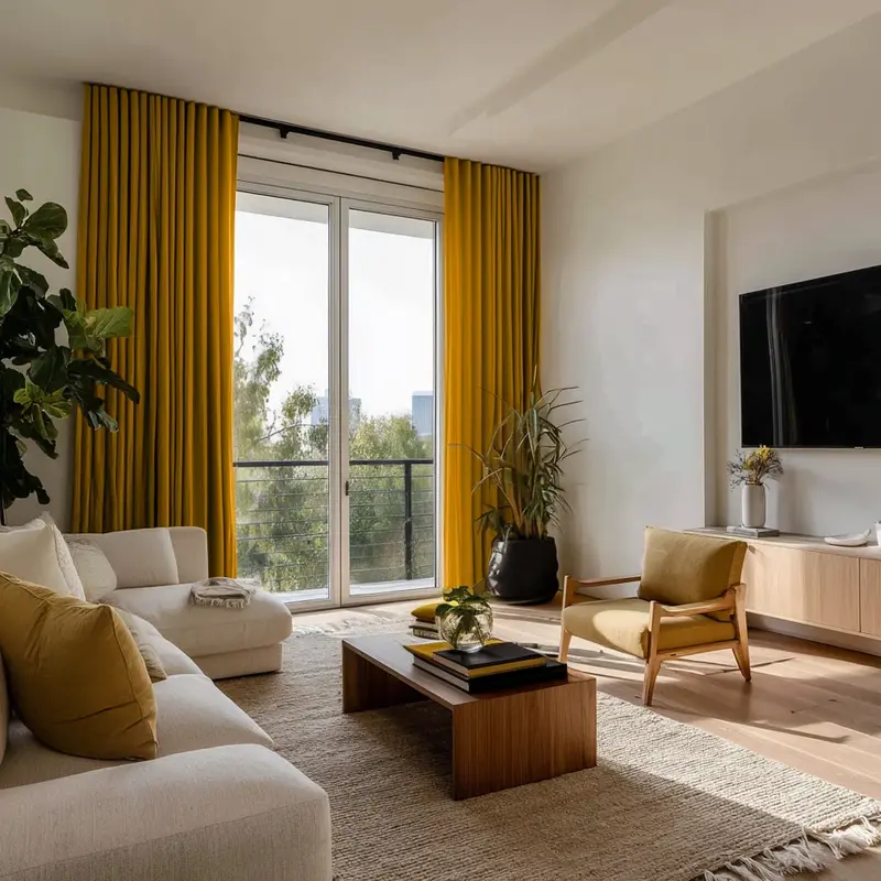 Mustard Yellow Linen Soundproof Curtains