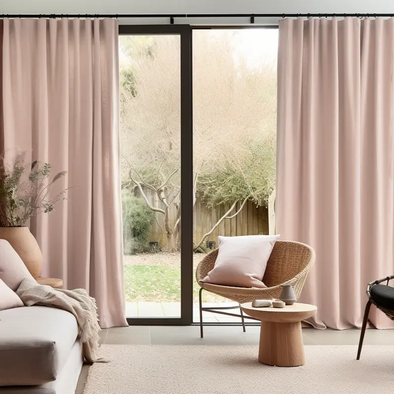Dusty Pink Linen Soft Wave Curtain