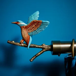 Unique Kingfisher Finial Pair