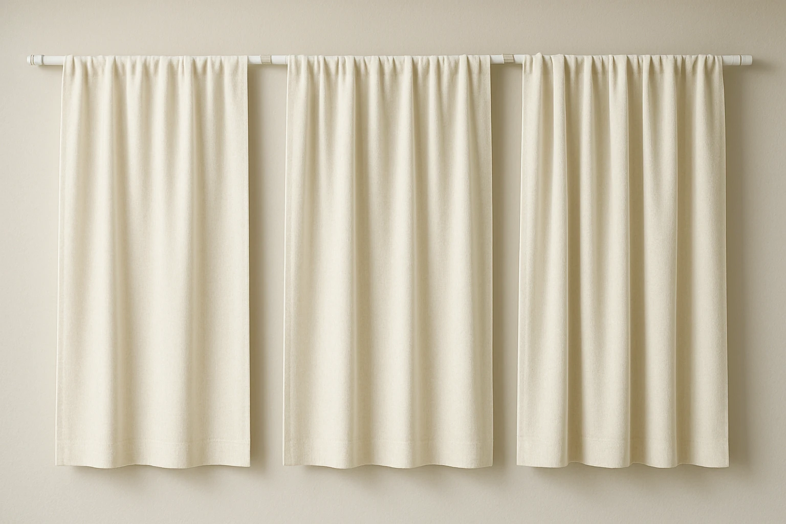 Curtain width samples showing three fullness levels