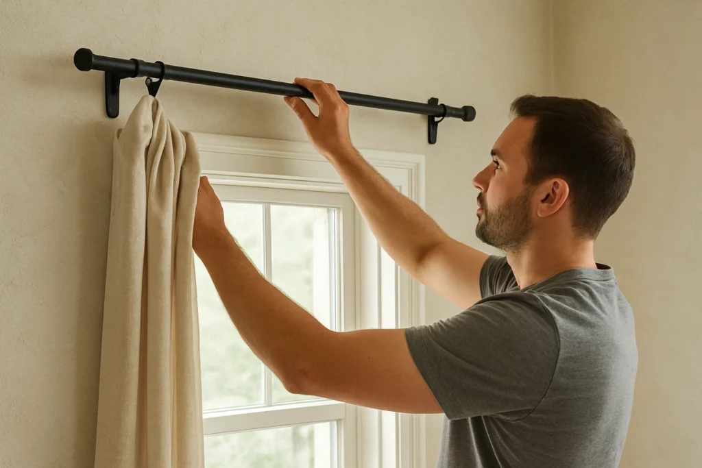Installing a curtain rod above a window
