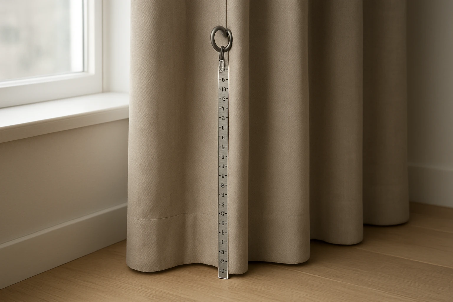 Measuring curtain length from ring to hem